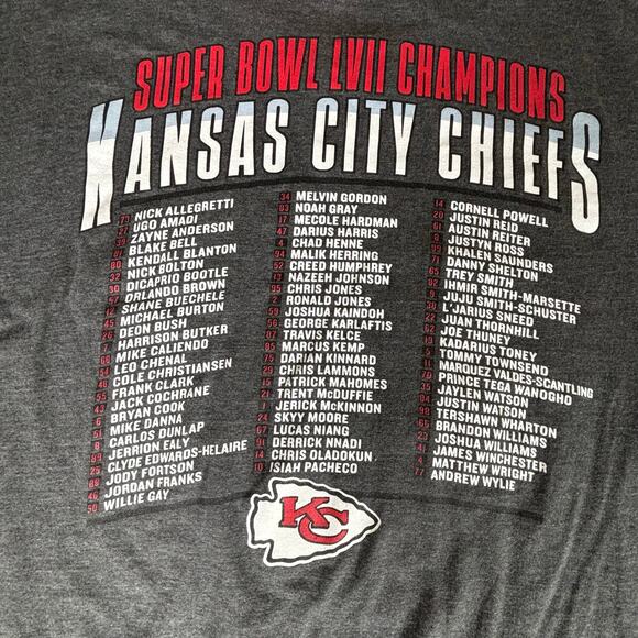 Fanatics Kansas City Chiefs Super Bowl LVII T-shirt Gray Men's Size 2XL (XXL) - Picture 8 of 8